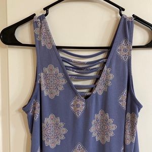 Purple patterned short casual dress